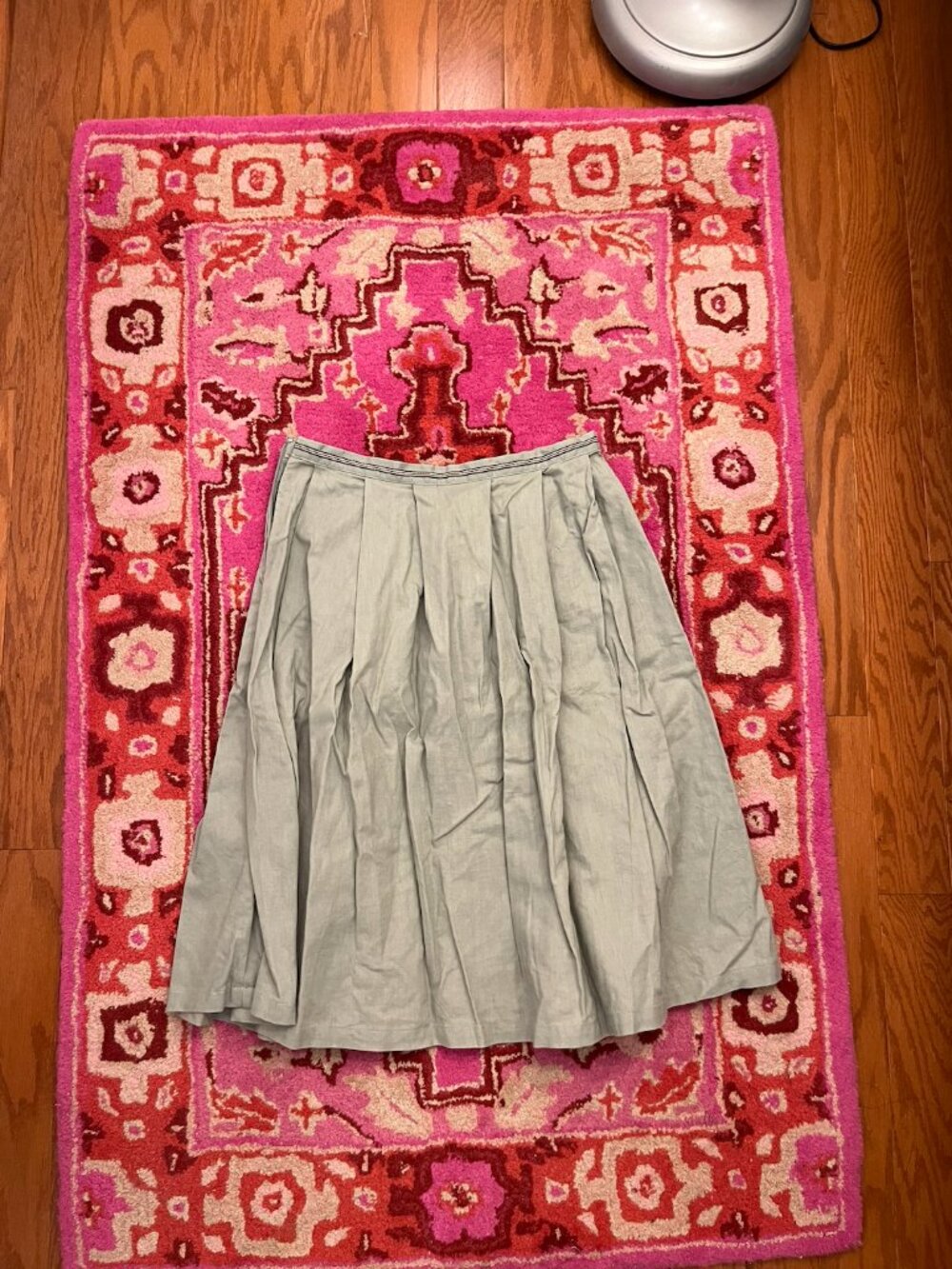 Women's Greenish Gray Pleated Folded Midi Length Skirt